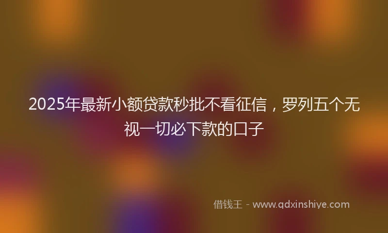 2025年最新小额贷款秒批不看征信，罗列五个无视一切必下款的口子
