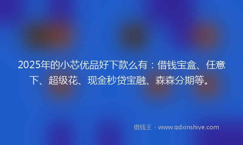 2025年的小芯优品好下款么有：借钱宝盒、任意下、超级花、现金秒贷宝融、森森分期等。