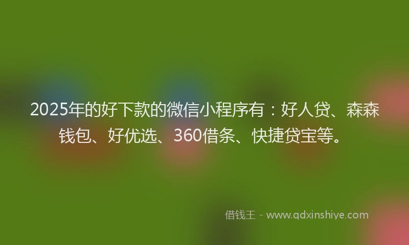 2025年的好下款的微信小程序有：好人贷、森森钱包、好优选、360借条、快捷贷宝等。