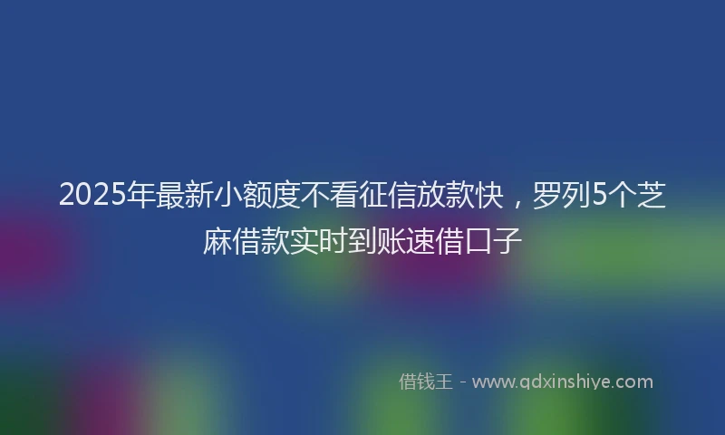 2025年最新小额度不看征信放款快，罗列5个芝麻借款实时到账速借口子