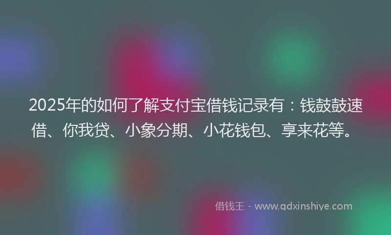 2025年的如何了解支付宝借钱记录有：钱鼓鼓速借、你我贷、小象分期、小花钱包、享来花等。