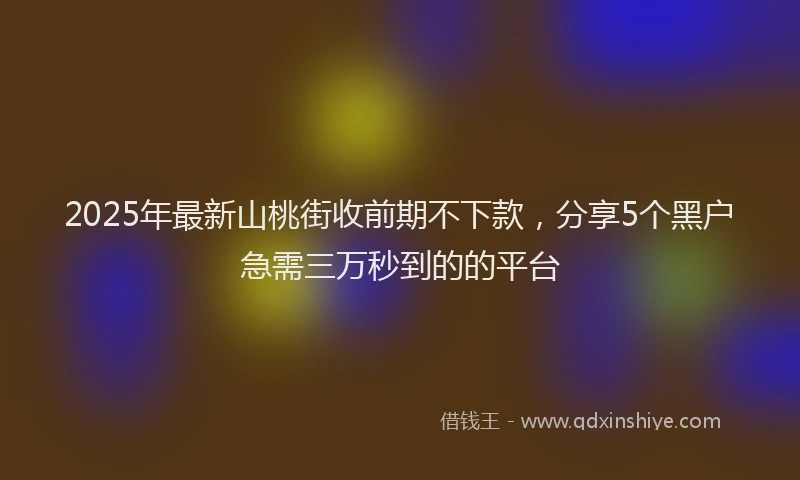2025年最新山桃街收前期不下款，分享5个黑户急需三万秒到的的平台
