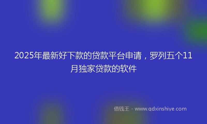 2025年最新好下款的贷款平台申请，罗列五个11月独家贷款的软件