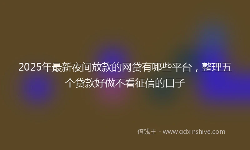 2025年最新夜间放款的网贷有哪些平台，整理五个贷款好做不看征信的口子