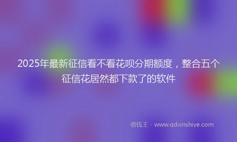 2025年最新征信看不看花呗分期额度，整合五个征信花居然都下款了的软件