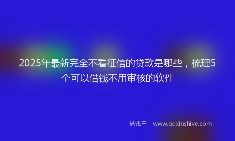 2025年最新完全不看征信的贷款是哪些，梳理5个可以借钱不用审核的软件