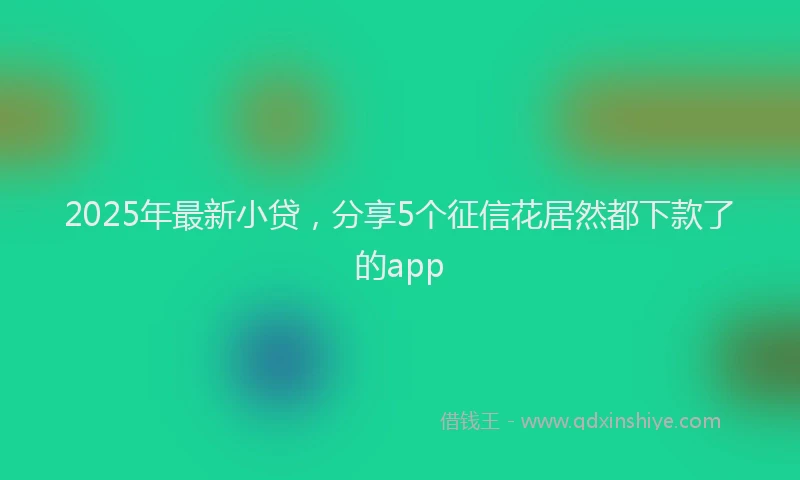 2025年最新小贷，分享5个征信花居然都下款了的app