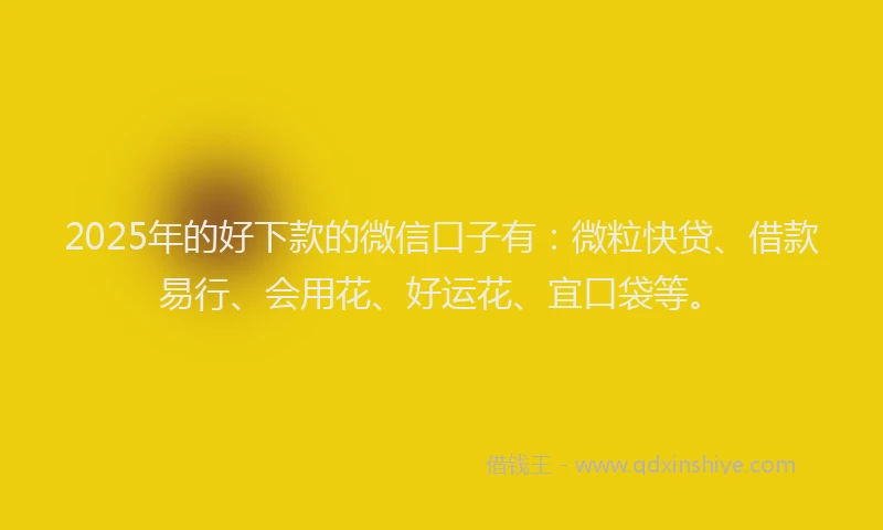 2025年的好下款的微信口子有：微粒快贷、借款易行、会用花、好运花、宜口袋等。