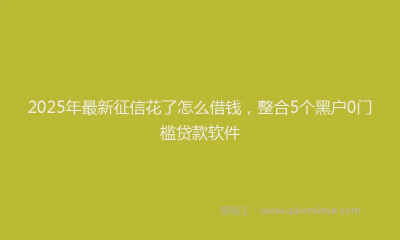 2025年最新征信花了怎么借钱，整合5个黑户0门槛贷款软件