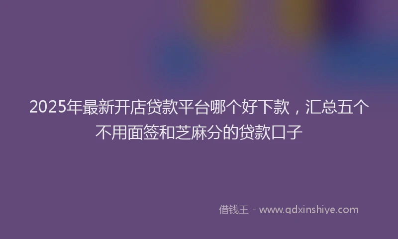 2025年最新开店贷款平台哪个好下款，汇总五个不用面签和芝麻分的贷款口子
