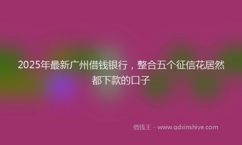 2025年最新广州借钱银行，整合五个征信花居然都下款的口子