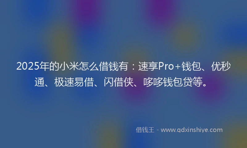 2025年的小米怎么借钱有：速享Pro+钱包、优秒通、极速易借、闪借侠、哆哆钱包贷等。