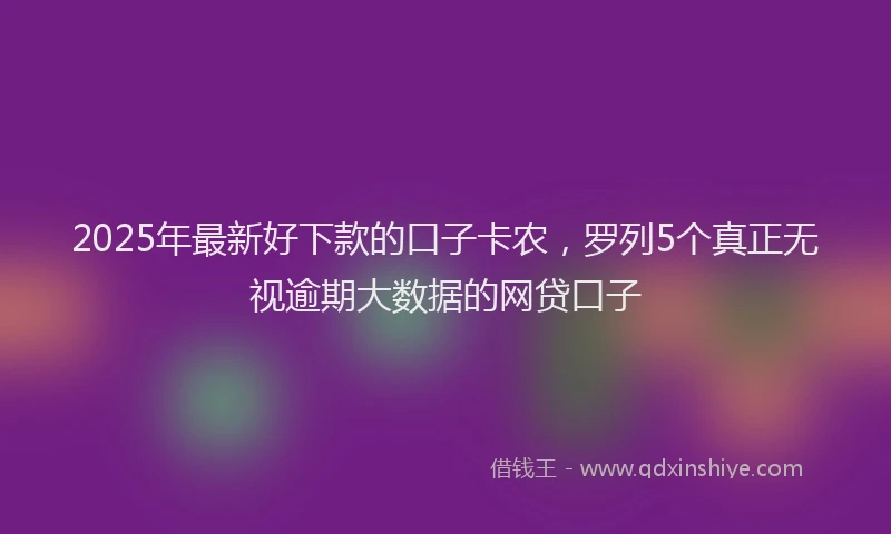 2025年最新好下款的口子卡农，罗列5个真正无视逾期大数据的网贷口子