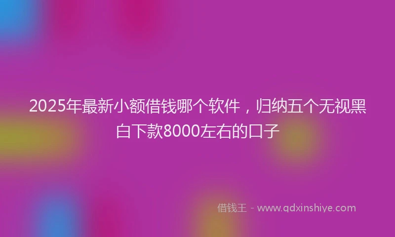 2025年最新小额借钱哪个软件，归纳五个无视黑白下款8000左右的口子