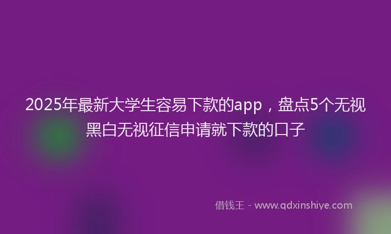 2025年最新大学生容易下款的app，盘点5个无视黑白无视征信申请就下款的口子
