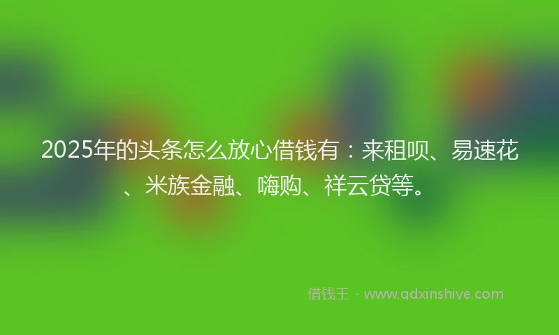 2025年的头条怎么放心借钱有：来租呗、易速花、米族金融、嗨购、祥云贷等。