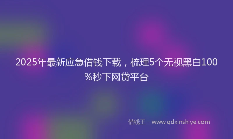 2025年最新应急借钱下载，梳理5个无视黑白100%秒下网贷平台