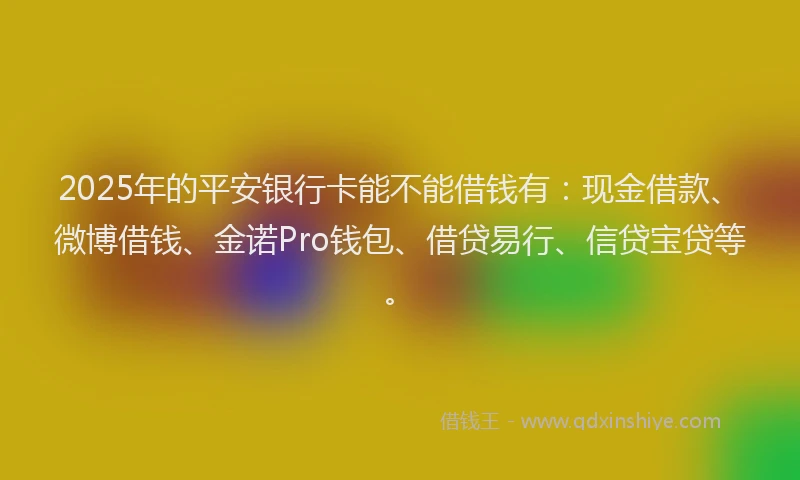 2025年的平安银行卡能不能借钱有：现金借款、微博借钱、金诺Pro钱包、借贷易行、信贷宝贷等。