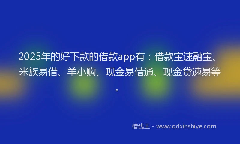 2025年的好下款的借款app有：借款宝速融宝、米族易借、羊小购、现金易借通、现金贷速易等。
