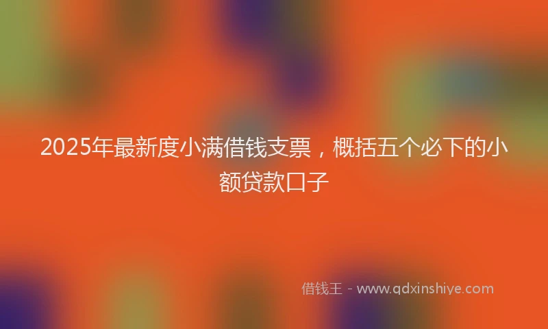 2025年最新度小满借钱支票，概括五个必下的小额贷款口子