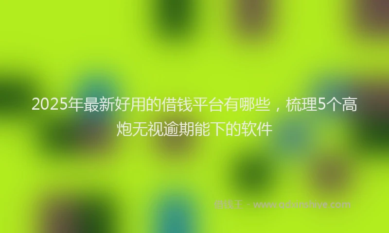 2025年最新好用的借钱平台有哪些，梳理5个高炮无视逾期能下的软件