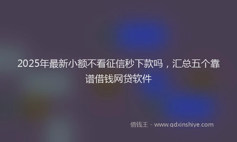 2025年最新小额不看征信秒下款吗，汇总五个靠谱借钱网贷软件