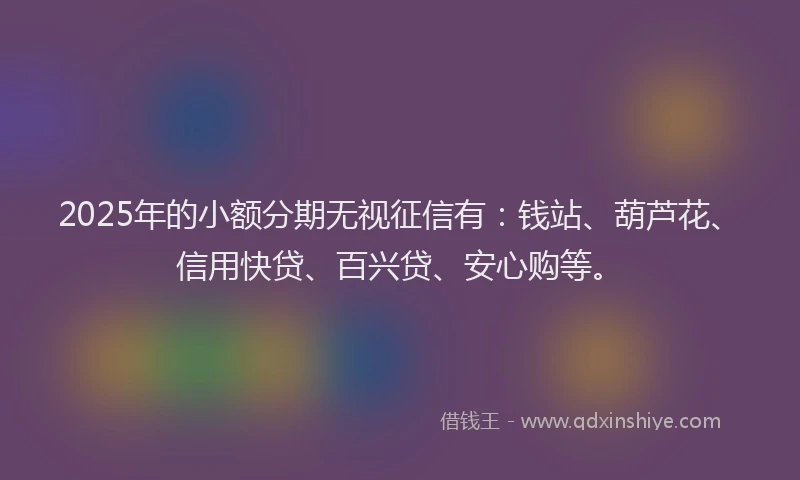 2025年的小额分期无视征信有：钱站、葫芦花、信用快贷、百兴贷、安心购等。