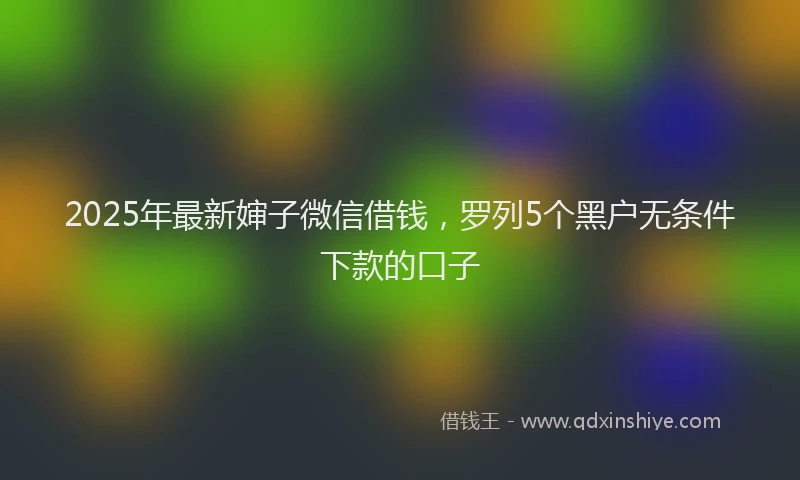 2025年最新婶子微信借钱，罗列5个黑户无条件下款的口子