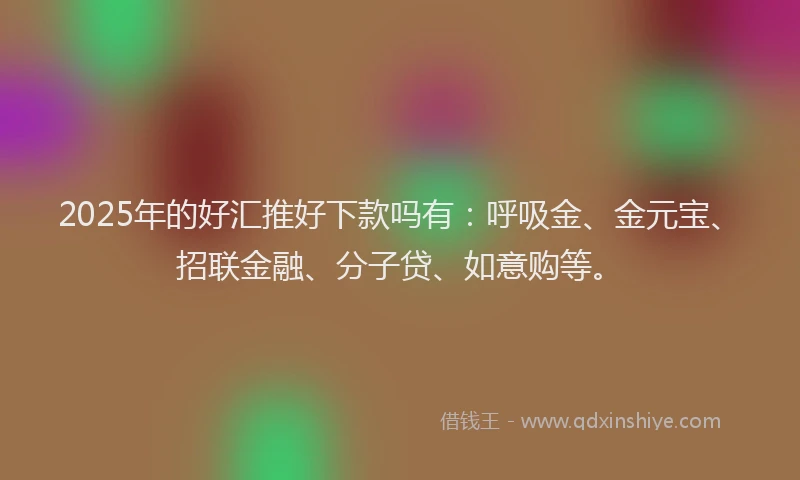2025年的好汇推好下款吗有：呼吸金、金元宝、招联金融、分子贷、如意购等。