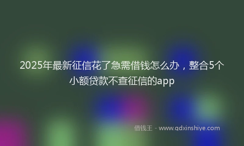 2025年最新征信花了急需借钱怎么办，整合5个小额贷款不查征信的app