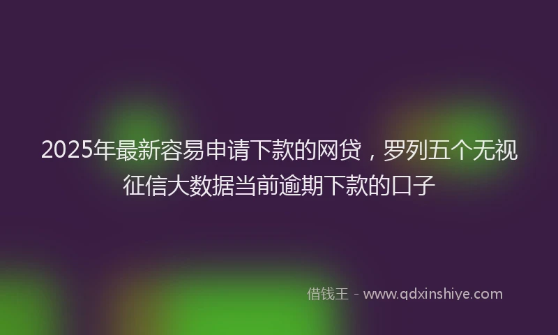 2025年最新容易申请下款的网贷，罗列五个无视征信大数据当前逾期下款的口子