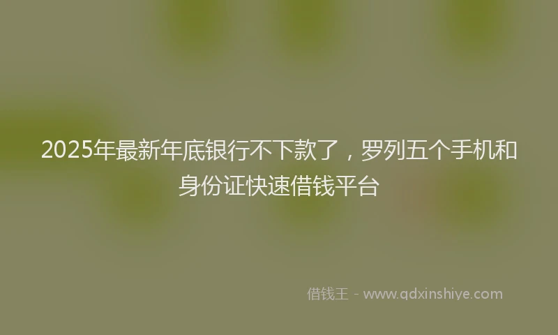 2025年最新年底银行不下款了，罗列五个手机和身份证快速借钱平台