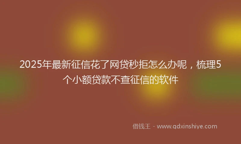 2025年最新征信花了网贷秒拒怎么办呢，梳理5个小额贷款不查征信的软件