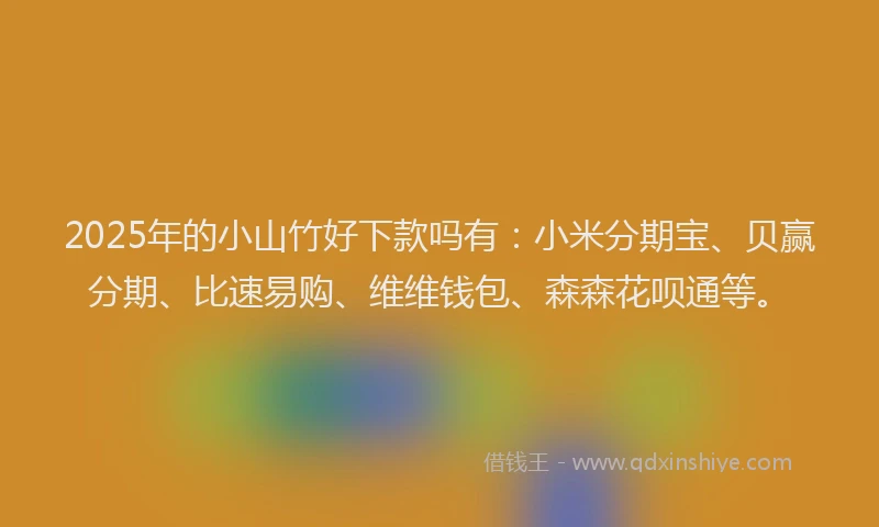 2025年的小山竹好下款吗有：小米分期宝、贝赢分期、比速易购、维维钱包、森森花呗通等。