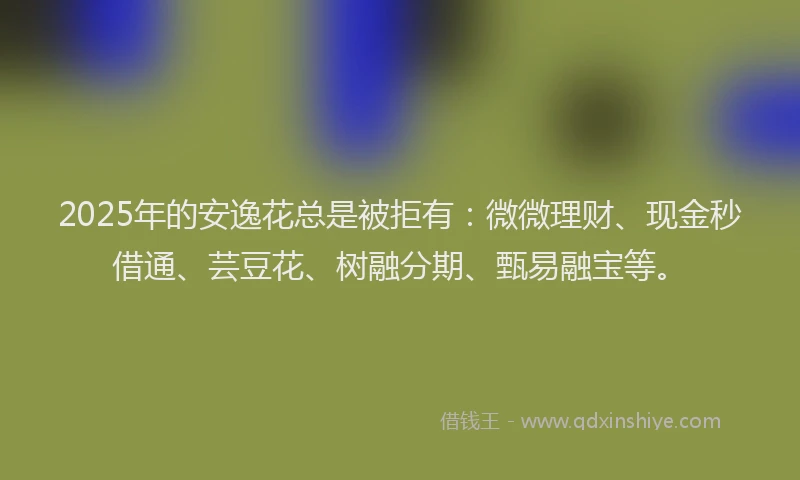 2025年的安逸花总是被拒有：微微理财、现金秒借通、芸豆花、树融分期、甄易融宝等。