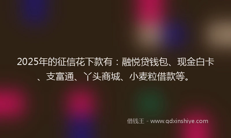 2025年的征信花下款有：融悦贷钱包、现金白卡、支富通、丫头商城、小麦粒借款等。