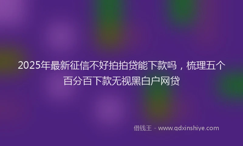 2025年最新征信不好拍拍贷能下款吗，梳理五个百分百下款无视黑白户网贷