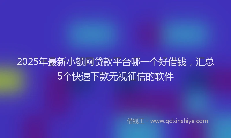 2025年最新小额网贷款平台哪一个好借钱，汇总5个快速下款无视征信的软件