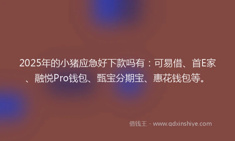 2025年的小猪应急好下款吗有：可易借、首E家、融悦Pro钱包、甄宝分期宝、惠花钱包等。
