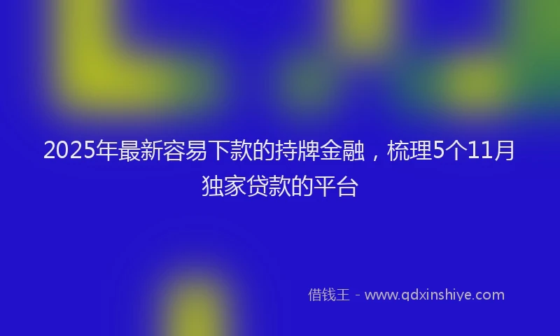 2025年最新容易下款的持牌金融，梳理5个11月独家贷款的平台