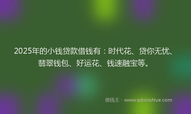 2025年的小钱贷款借钱有：时代花、贷你无忧、翡翠钱包、好运花、钱速融宝等。