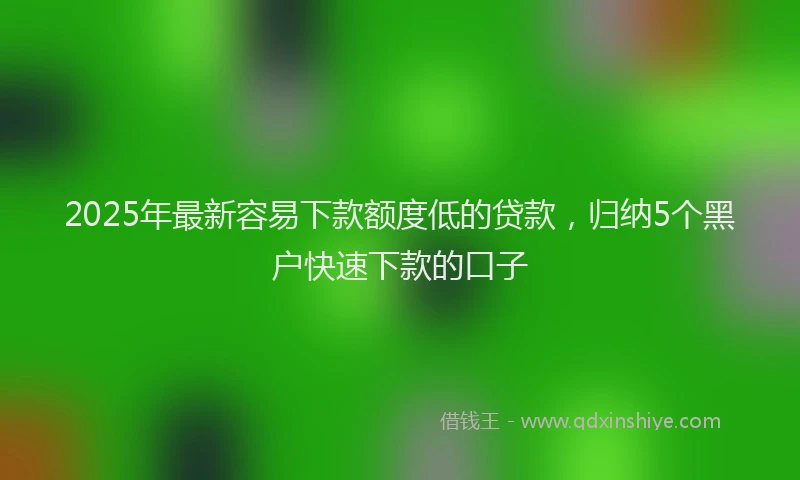 2025年最新容易下款额度低的贷款，归纳5个黑户快速下款的口子