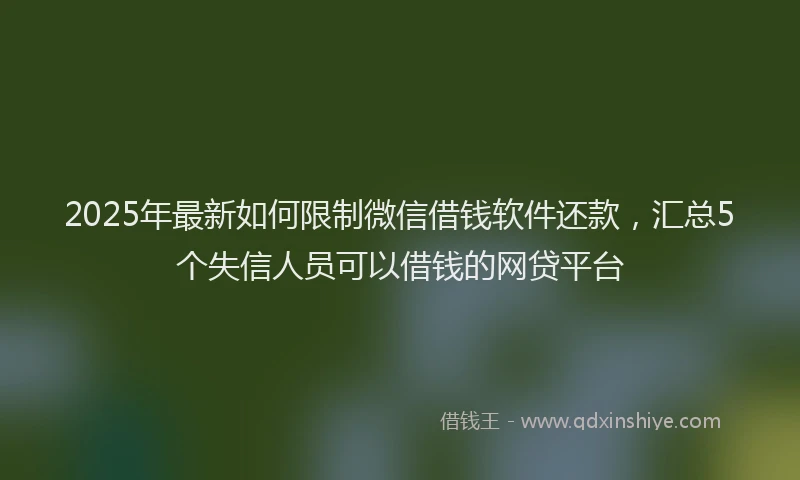 2025年最新如何限制微信借钱软件还款，汇总5个失信人员可以借钱的网贷平台