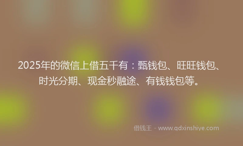 2025年的微信上借五千有：甄钱包、旺旺钱包、时光分期、现金秒融途、有钱钱包等。