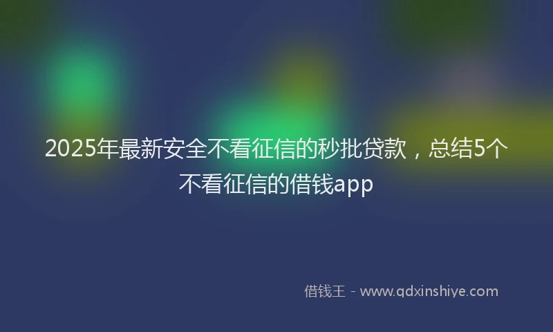2025年最新安全不看征信的秒批贷款，总结5个不看征信的借钱app