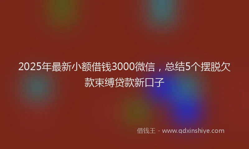 2025年最新小额借钱3000微信，总结5个摆脱欠款束缚贷款新口子
