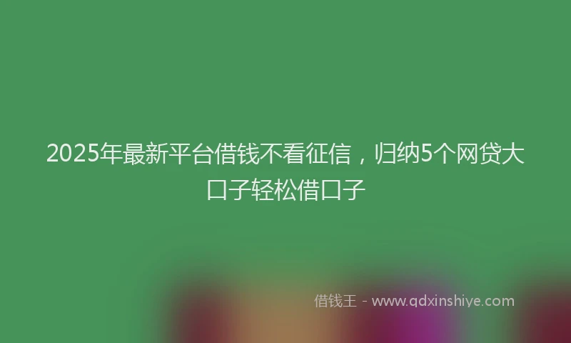 2025年最新平台借钱不看征信，归纳5个网贷大口子轻松借口子