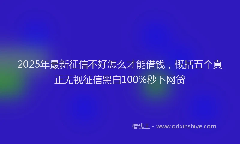 2025年最新征信不好怎么才能借钱，概括五个真正无视征信黑白100%秒下网贷
