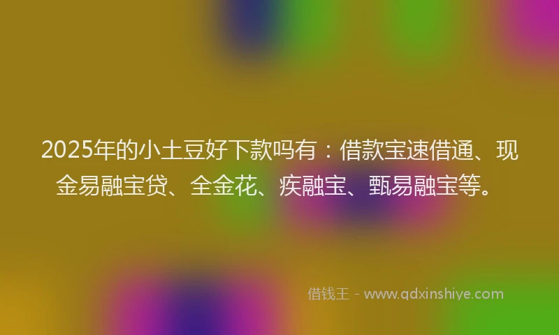 2025年的小土豆好下款吗有：借款宝速借通、现金易融宝贷、全金花、疾融宝、甄易融宝等。