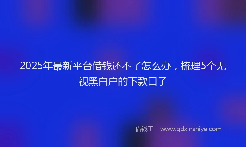 2025年最新平台借钱还不了怎么办，梳理5个无视黑白户的下款口子